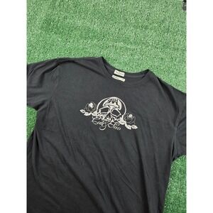 Marc Ecko Cut & Sew Mens XL Black Graphic T-Shirt Skull Roses 100% Cotton Tee